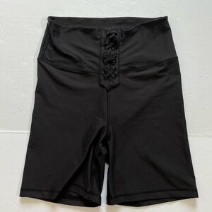 WeWoreWhat We Wore What Lace Up Biker Shorts Size Medium Black